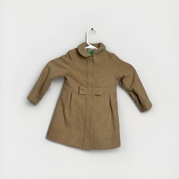 United Colors of Benetton Girls Toddler Size 18-24 Months Tan Wool Button Coat - Picture 1 of 6